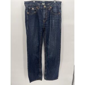 True Religion Section‎ Straight Super QT Contrast Stitch Blue Jeans Mens 36